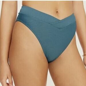 J. Crew Ribbed Cross-Front Cheeky Bikini Swim Bottom Size 2X Green BE812 NWT